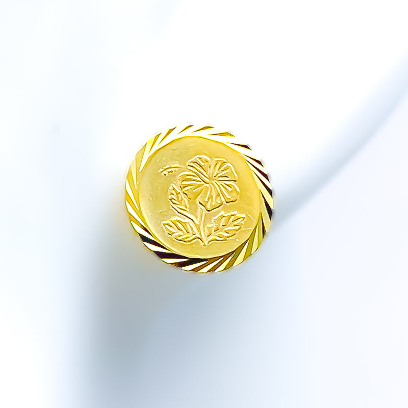 22k-gold-Petite Flower Coin Earrings