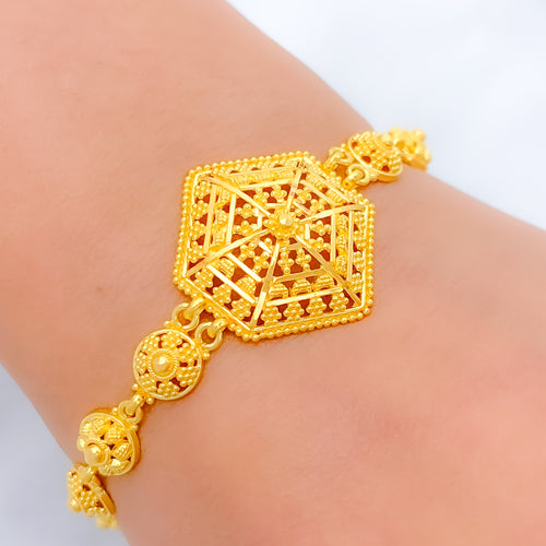 Intricate Beaded Dome 22k Gold Bracelet