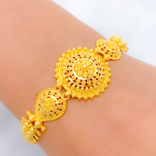 Blooming Floral 22k Gold Dome Bracelet