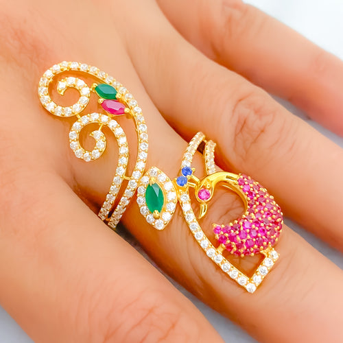 Royal Elevated Peacock Statement Ring