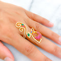 Royal Elevated Peacock Statement Ring