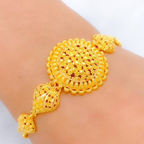 Regal Glistening Dome 22k Gold Bracelet