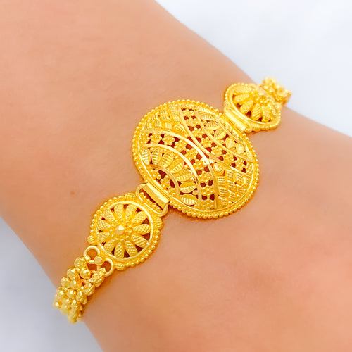 Stunning Symmetrical Golden 22k Gold Leaf Bracelet