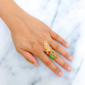 Sparkling Fanned Peacock Statement Ring