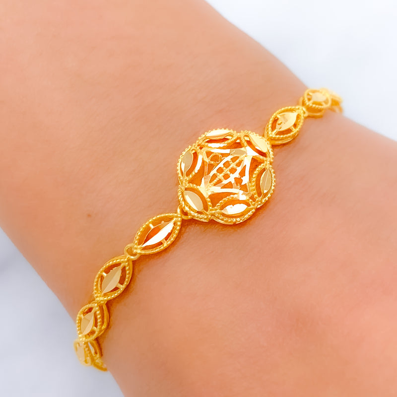 Sophisticated Floral 22k Gold Bracelet