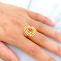 Classy Pink Pear Drop 22k Gold Ring