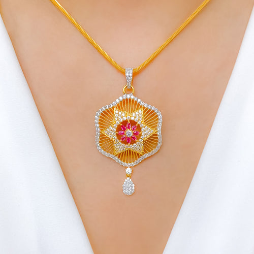 Intricate CZ Star Pendant Set