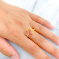 Chic Striped Peacock CZ Ring