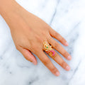 Regal Spiral Peacock Statement 22k Gold Ring