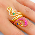 Regal Spiral Peacock Statement 22k Gold Ring