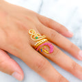 Regal Spiral Peacock Statement 22k Gold Ring