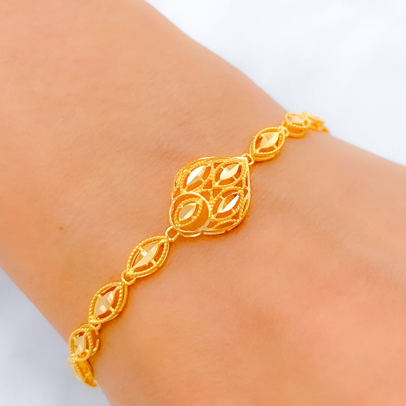 Unique Shimmery Link 22k Gold Bracelet