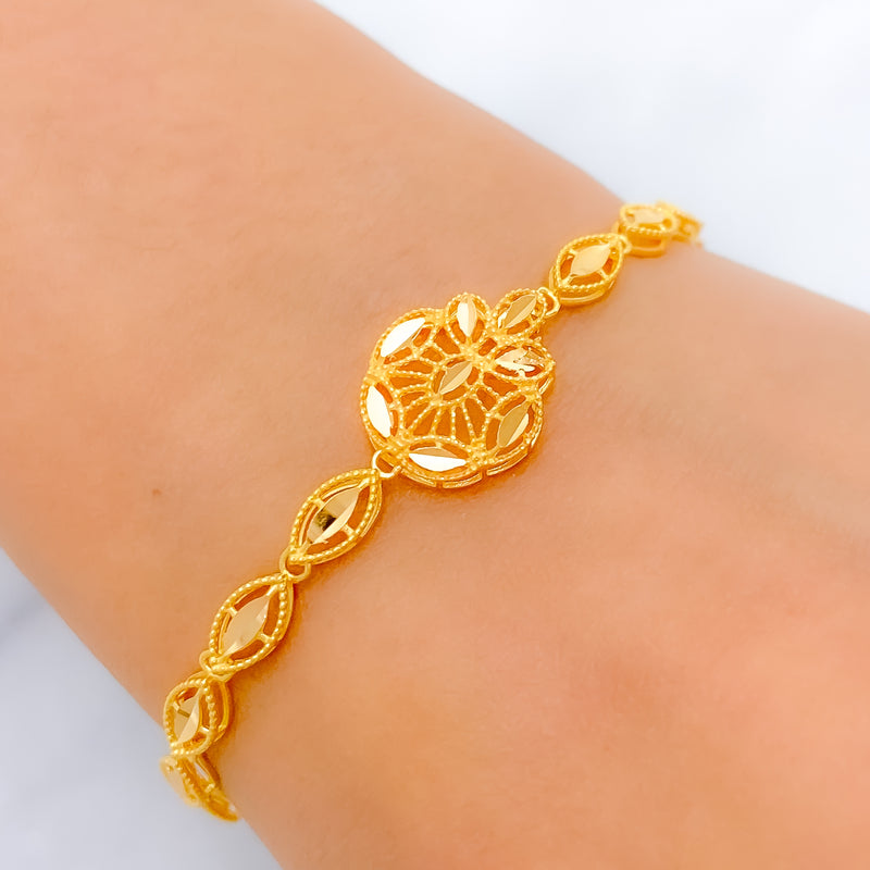 Petite Floral 22k Gold Bracelet