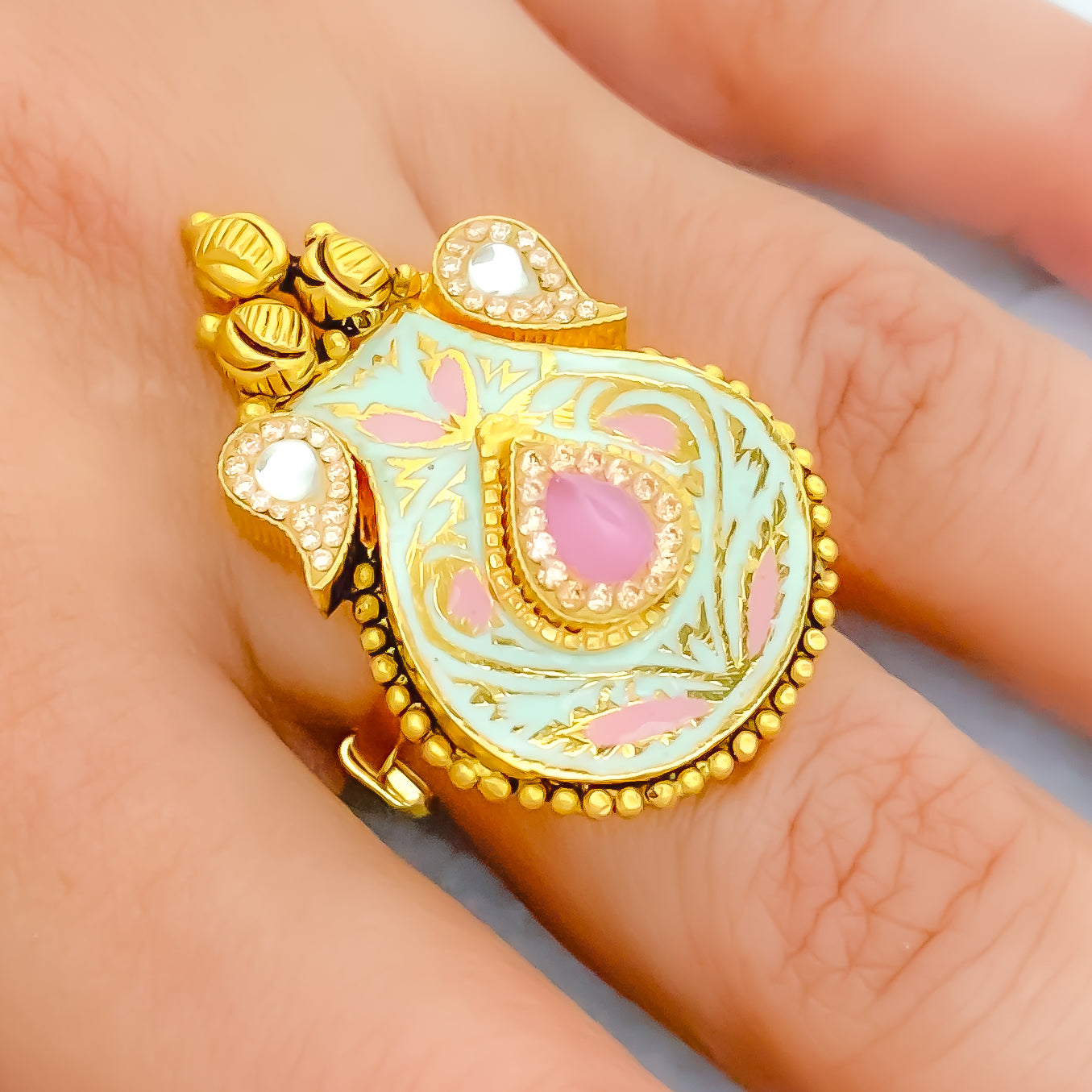 Buy Breathtaking Scarlet Meenakari Gold Ring | Karuri Jewellers