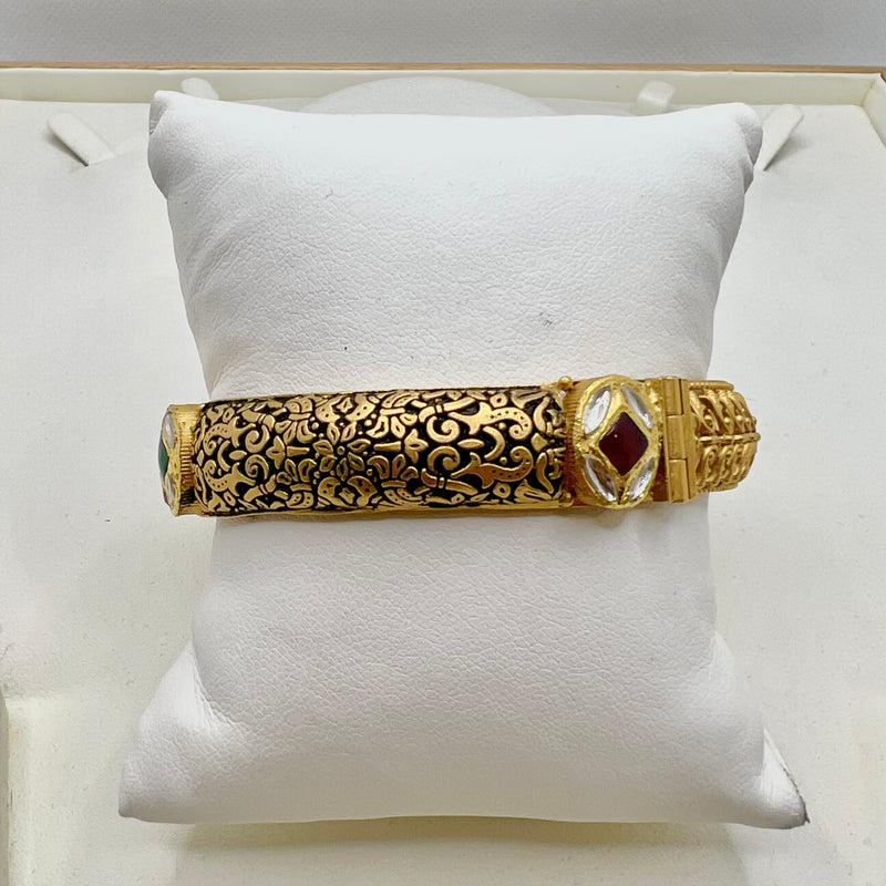 Royal Enamel & Kundan Oxidized - Single Bangle