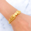 Flower Accented Bangle 22k Gold Bracelet