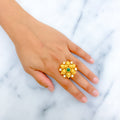 Decorative Textured Floral Antique 22k Gold Ring
