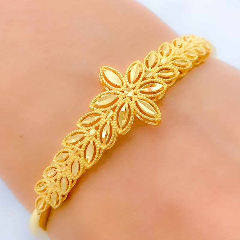 Posh Petal Adorned Bangle 22k Gold  Bracelet