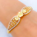 Shimmering Two-Tone Flower Bangle 22k Gold Bracelet