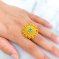 Classic Engraved Floral Kundan Ring