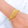 Upscale Glistening Leaf Bangle 22k Gold Bracelet