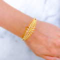 Contemporary Tapered Two-Tone Bangle 22k Gold Bracelet