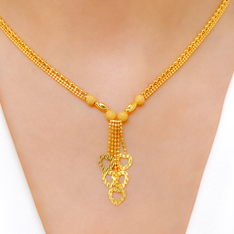 Elegant Hearts Tassel Necklace Set