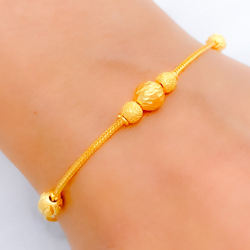 Modern Textured Orb 22k Gold Bracelet