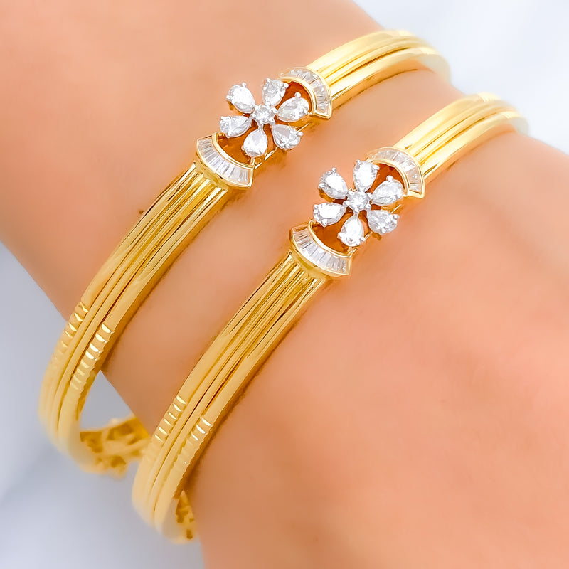 18k-Extravagant Elegant Floral Diamond Bangles