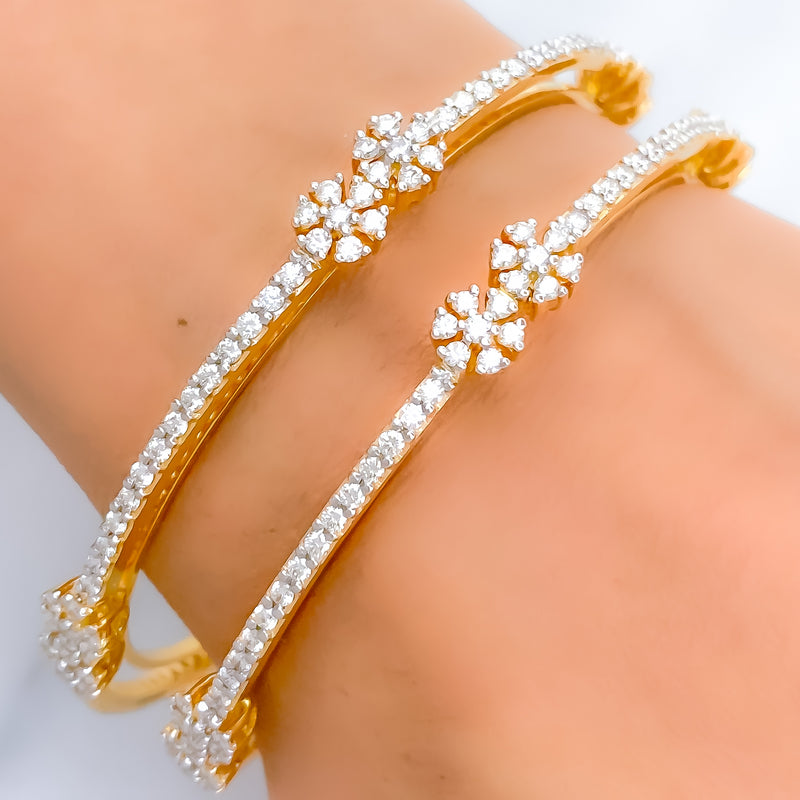 18k-Special Double Elevated Diamond Bangles