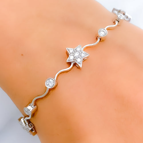 Dazzling Wavy Star Diamond + 18k Gold Bracelet
