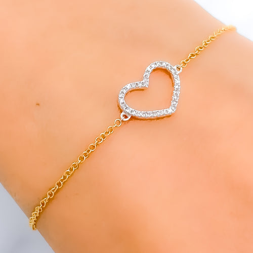 Dainty Open Heart Diamond Bracelet