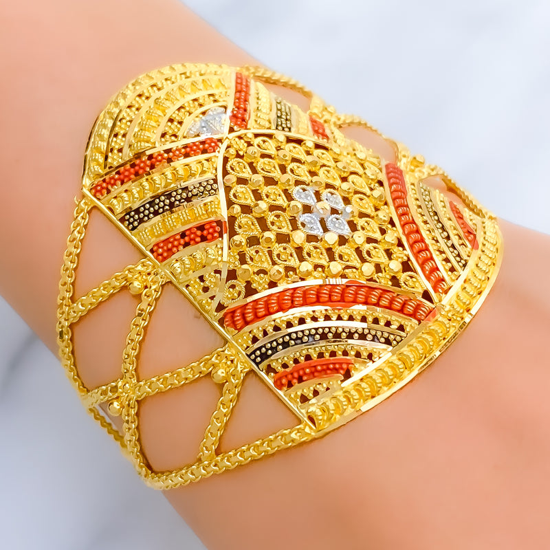 22k-gold-Vibrant Traditional Statement Bracelet 