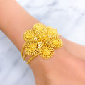 22k-gold-Extravagant Elevated Floral Statement Bracelet