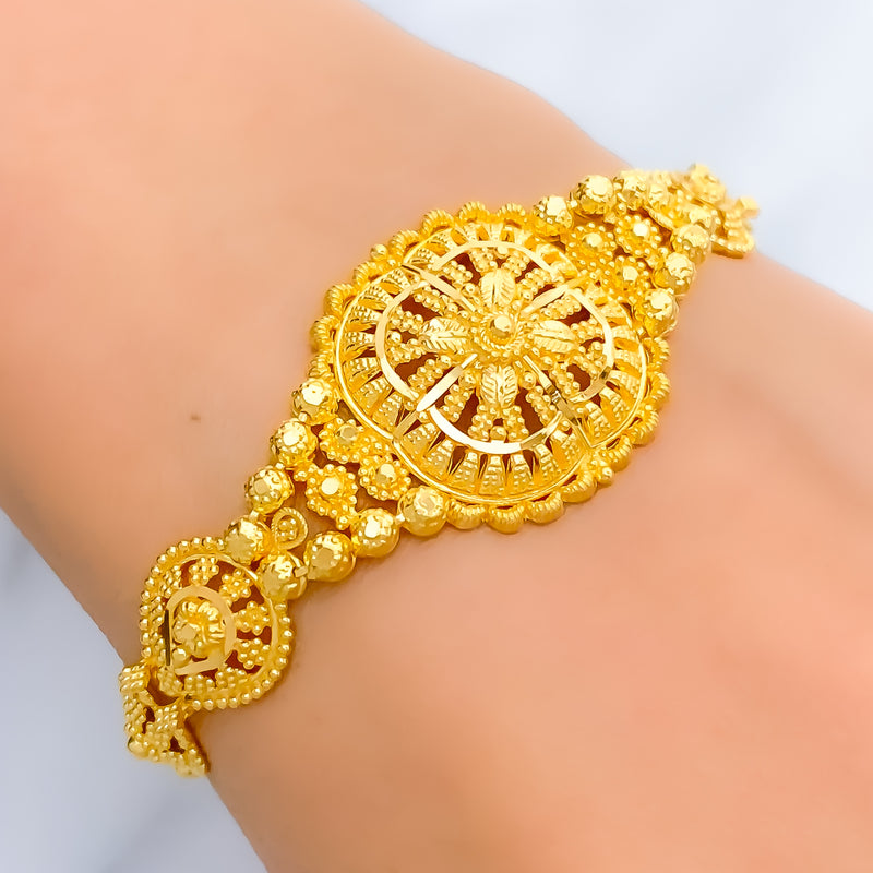 22k-gold-Lucious Lovely Floral Gold Bracelet 