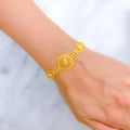 22k-gold-Delightful Dome Triple Flower Bracelet