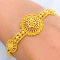 22k-gold-Delightful Dome Triple Flower Bracelet