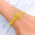 22k-gold-Delightful Dome Triple Flower Bracelet