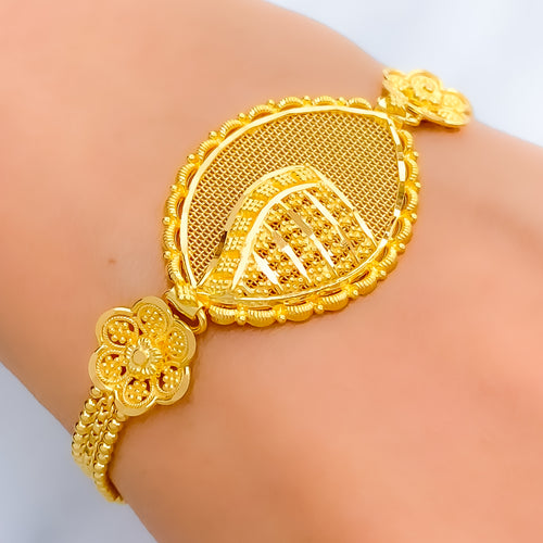 22k-gold-Attractive Netted Marquise Bracelet 