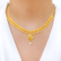 Ornate Pearl in Yellow Gold Necklace Set
