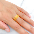 Sleek Filigree 22k Gold Leaf Ring