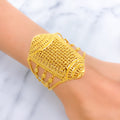 22k-gold-Impressive Glistening Jali Statement Bracelet 