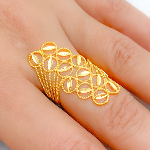 Dressy Posh 22k Gold Elongated Ring