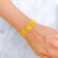 22k-Sophisticated Floral Trio Gold Bracelet