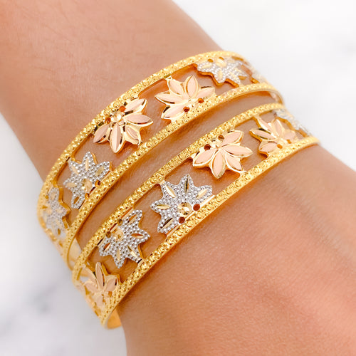 Mod Floral Three-Tone Bangles