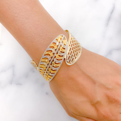 Fashionable + Shiny Two-Tone 22k Gold Bangle