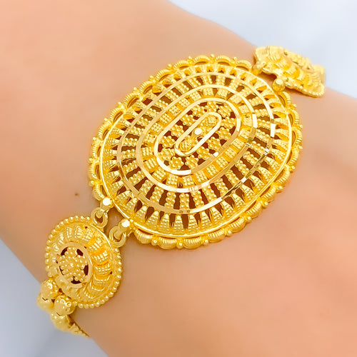 22k-gold-Lavish Striped Oval Bracelet