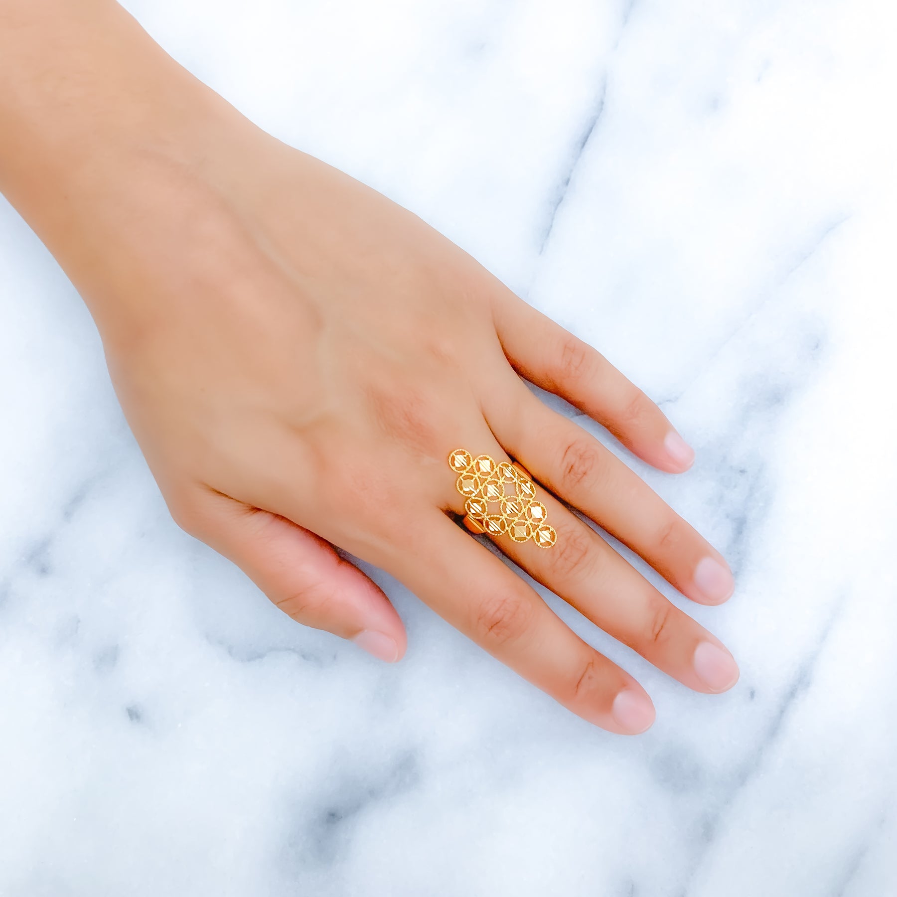 18 Karat Yellow Gold Diamond Byzantine Style Long Ring – georgioscollections