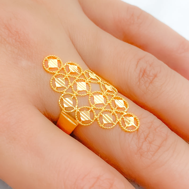 Magnificent Shimmering 22k Gold Long Ring