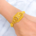 22k-gold-Upscale Rectangular Leaf Accented Bracelet